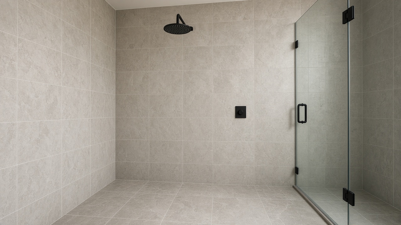A tiled shower